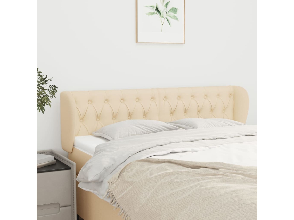 Cabecero De Tela Color Crema 163x23x78/88 Cm