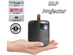 Proyector Etoe Dolphin 1080p/Sistema Google TV/Decodificación de video 4K UHD/Enfoque automático y corrección trapezoidal/600 lúmenes ANSI/Wi-Fi de banda dual