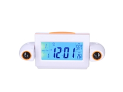 Reloj Despertador Con Proyección Led, Luz Nocturna, Control Por Voz, Indicador De Temperatura, Blanco/naranja.