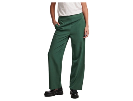 Calça PIECES Calças De Cintura Alta Bossy Wide Leg Fit Verde M / 30 Mulher