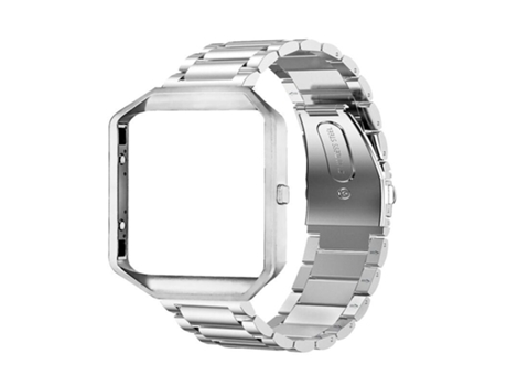 Banda de muñeca de acero inoxidable Correa clásica Marco de correa elegante para reloj inteligente Fitbit Blaze Plata