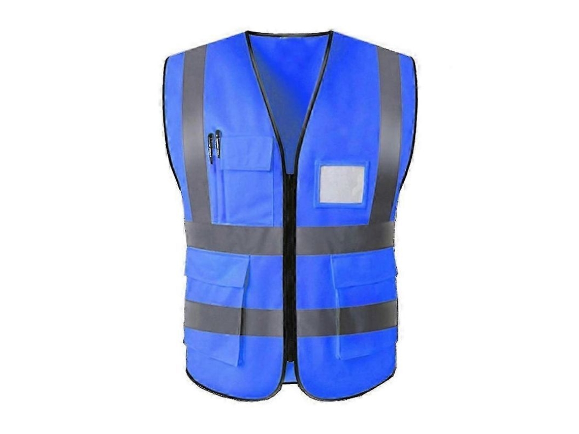 Chaleco De Seguridad Reflectivo Alto Visibilidad Para Mujeres Hombres Con Bolsillos Cierre Zipper Cumple Normas Ansi/isea Mblue M Azul