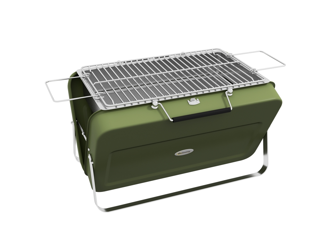Parrilla Carbón Portátil Plegable Con Bandeja Cenizas Verde