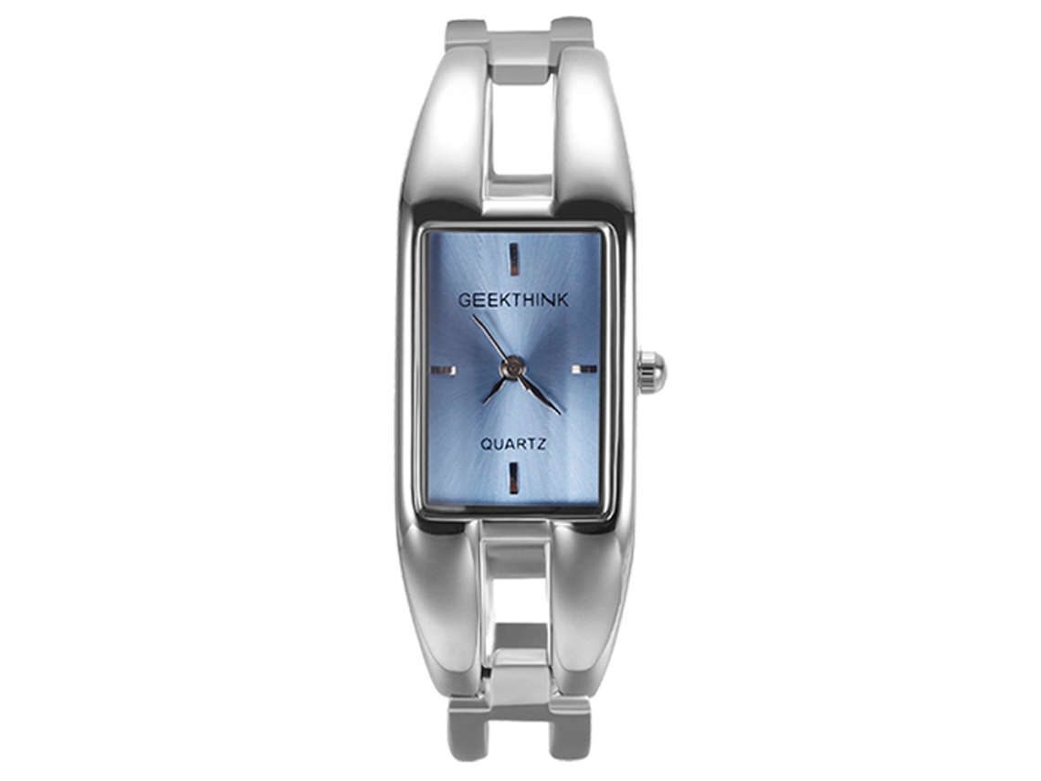 Reloj De Pulsera Analógico Cuadrado De Cuarzo Para Mujer Geekthink, Estilo Casual Y Moderno, Color Azul.