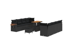 Maison Exclusive - Conjunto de sofás de jardín con cojines, 12 piezas, mimbre negro
