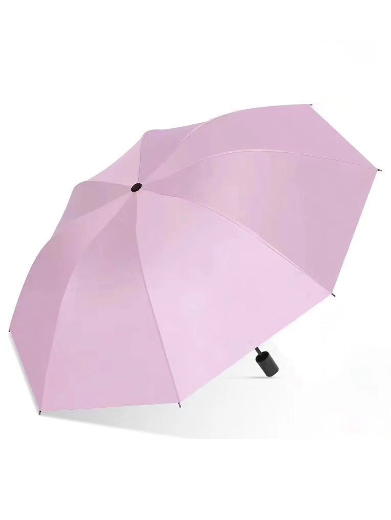 Paraguas Manual De Goma (rosa) Grueso Y Resistente, Con 8 Varillas, Resistente A Los Rayos Uv Y Plegable.