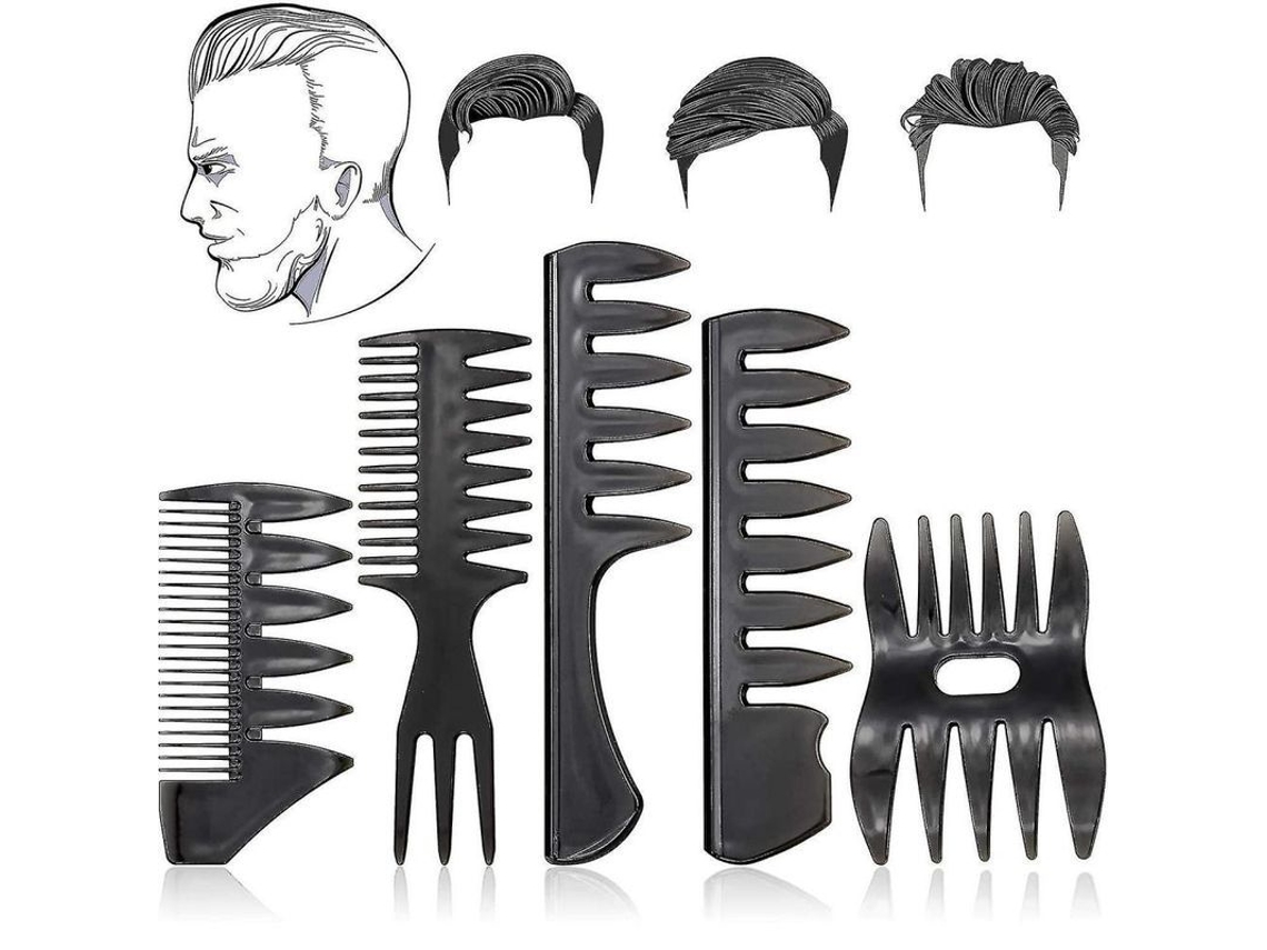 Kit De Peines De Estilo Retro Clásico Para Hombre Egc (5 Piezas), Peines De Calidad Con Diferentes Diseños Para Cortes De Pelo.
