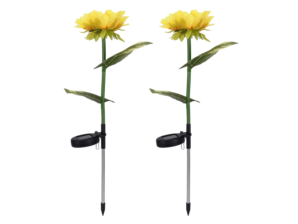 2 Lámparas Led Solares Con Forma De Flor Artificial Para Decoración Jardín Y Patio, Luz Blanca Cálid