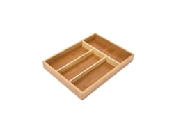 Bandeja para cubiertos de bambú Relaxdays, dimensiones: 4 x 25 x 34 cm, organizador de cocina con 4 compartimentos.