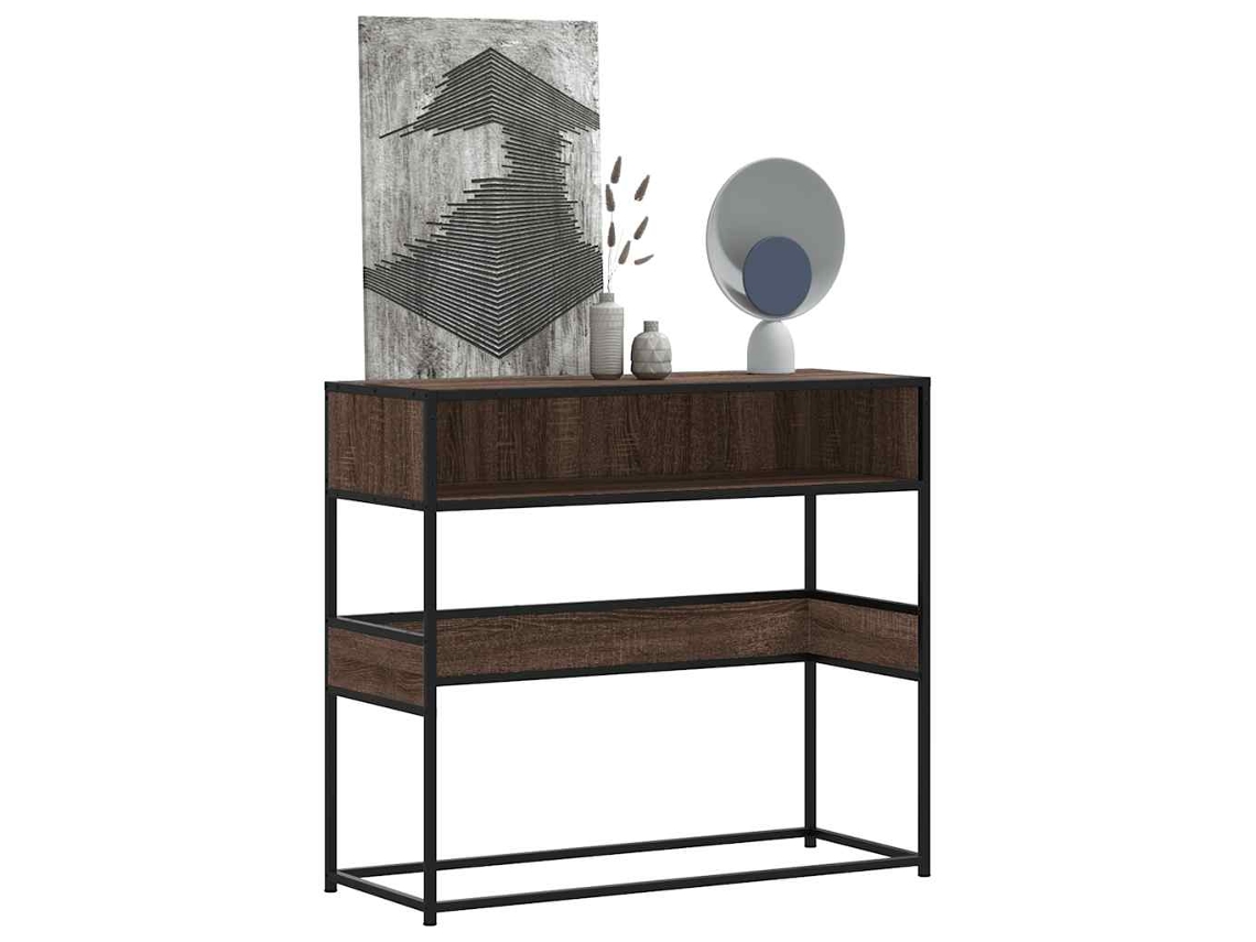 Mesa Consola Madera De Ingeniería Marrón Roble 90x35x80 Cm