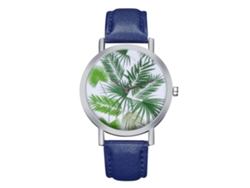 Reloj De Cuarzo Con Correa De Cuero, 3 Manecillas, Estilo Sencillo Y Moderno Para Mujer (azul)