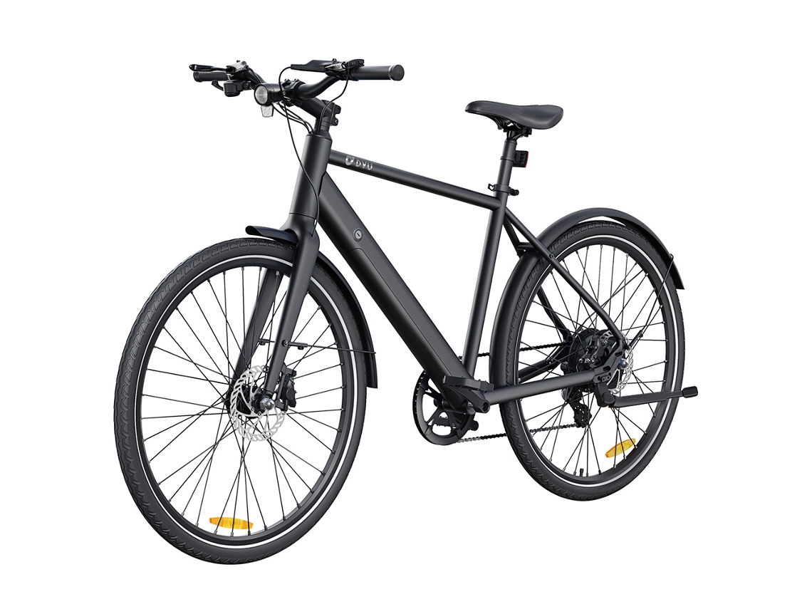 DYU Stroll 1 Bicicleta Eléctrica, 250W 36V 9Ah 100 km neumático 700C freno hidráulico Shimano 7v pantalla LED. Negro.