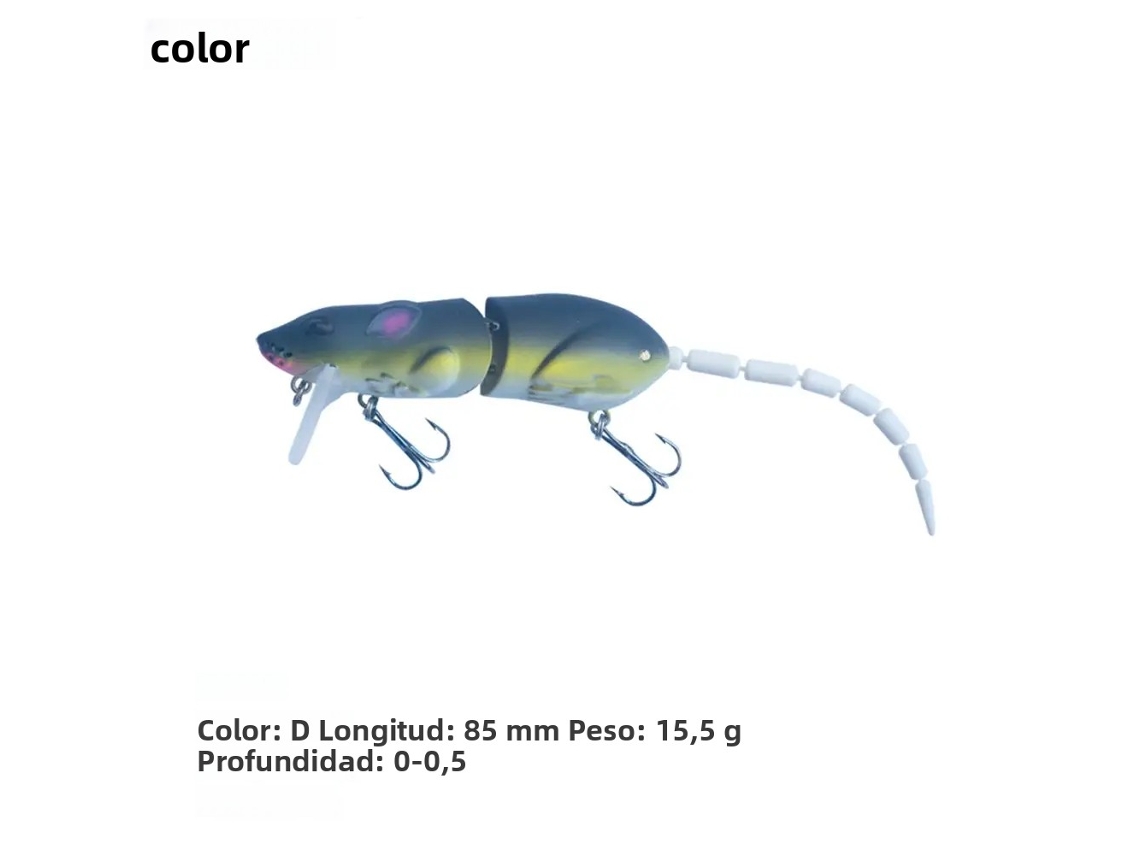 (Estilo D) Señuelo artificial de plástico con forma de pez rata, 15,5 cm, flotante, para pesca.