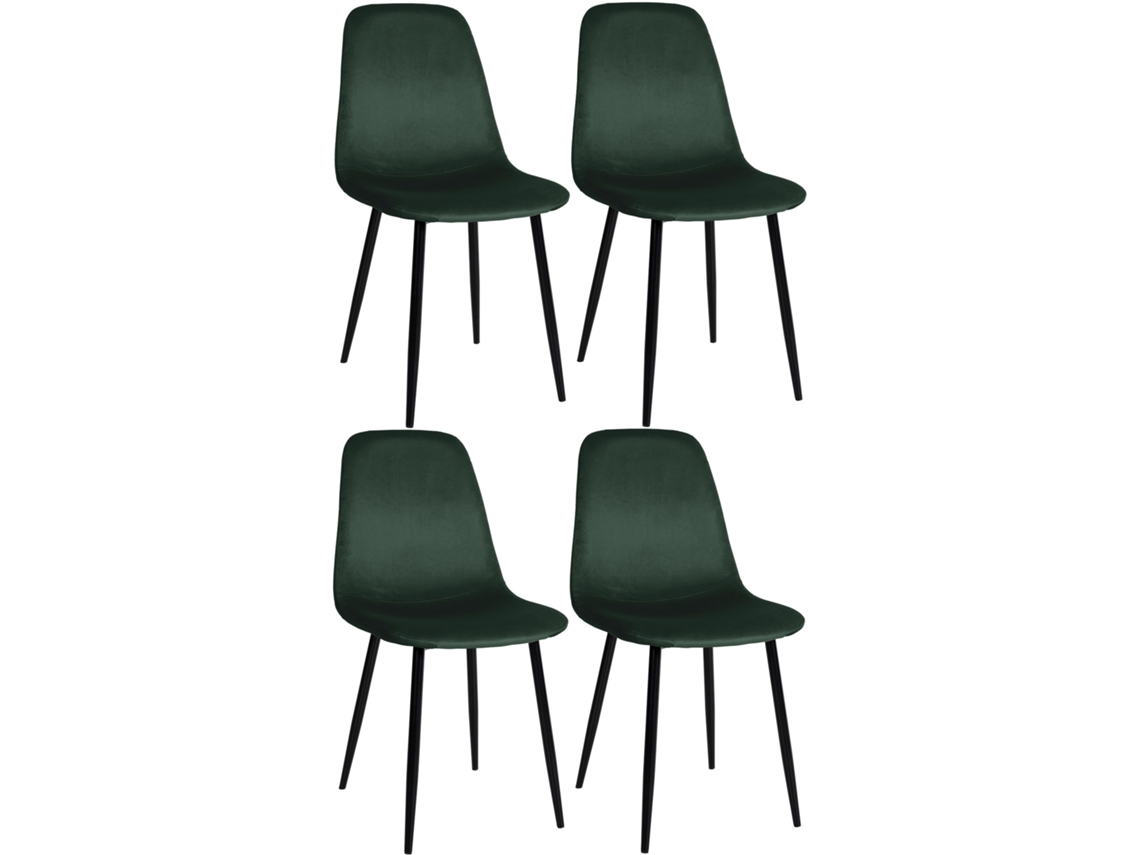 Juego de 4 sillas de comedor Napier verde/terciopelo CLP