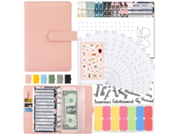 Funda económica para libreta A6 con bolsillo con cremallera MDUG (rosa)