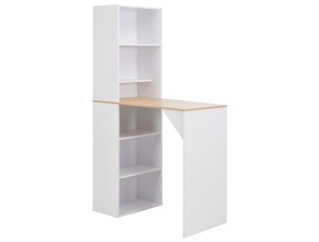 MAISON EXCLUSIVE Mesa de bar con estantería blanca 115x59x200 cm