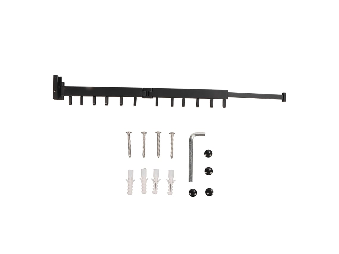 Perchero de pared retráctil de aluminio, sin agujeros, para secar la ropa, para balcón interior, 2 pliegues