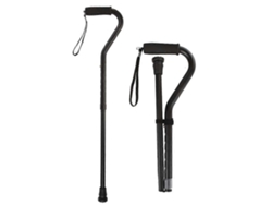 Bastón plegable para personas mayores, fabricado en aluminio, con altura ajustable, mango curvo antideslizante, color negro.