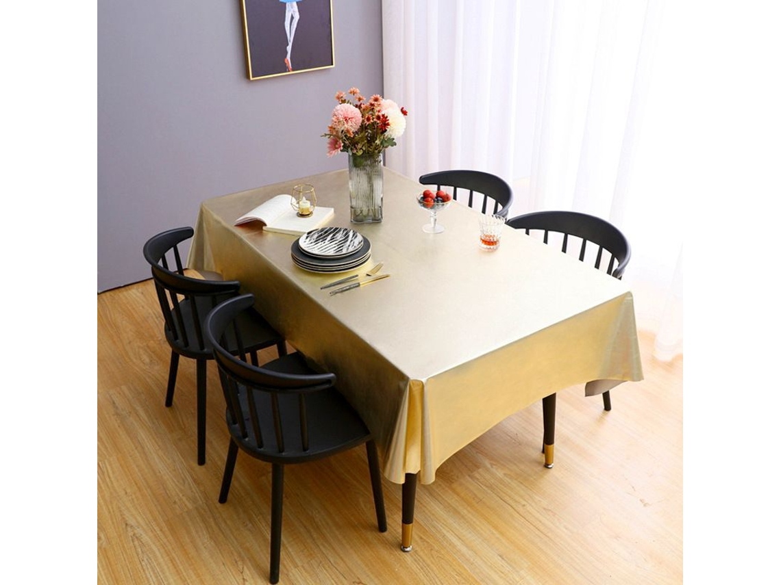 Rebe-mantel Rectangular De Pvc Resistente Al Agua Y Aceite, 60x84 Pulgadas, Dorado Brillo Para Mesa De Comedor, Fiestas Y Camping