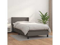 Estructura De Cama Con Muelles/Colchón 90X200 Cm Cuero Artificial Gris