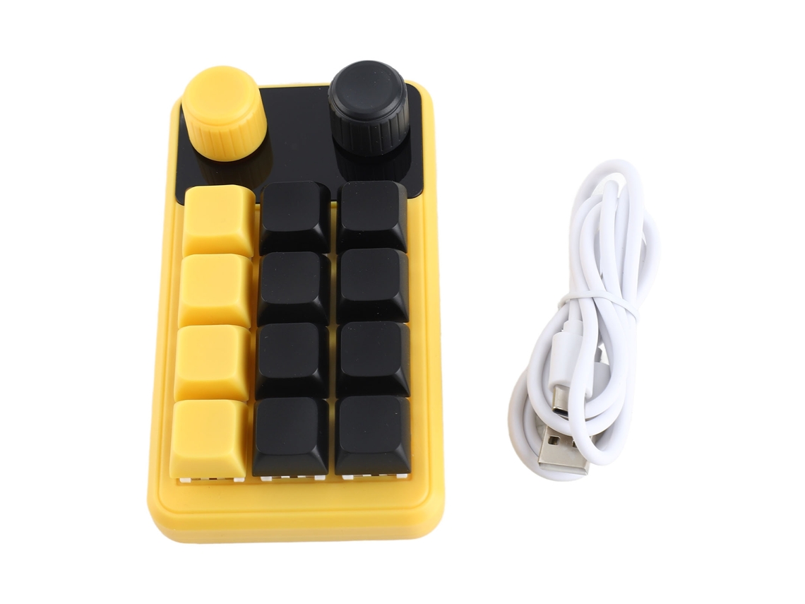 Teclado Mecánico Programable De Una Sola Mano Con 12 Teclas, Doble Perilla E Interruptores Rgb Rojos Para Juegos Y Uso De Oficina.