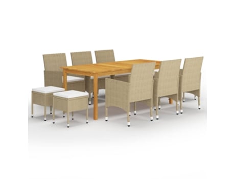 Conjunto 11 de comedor de jardín de VIDAXL beige