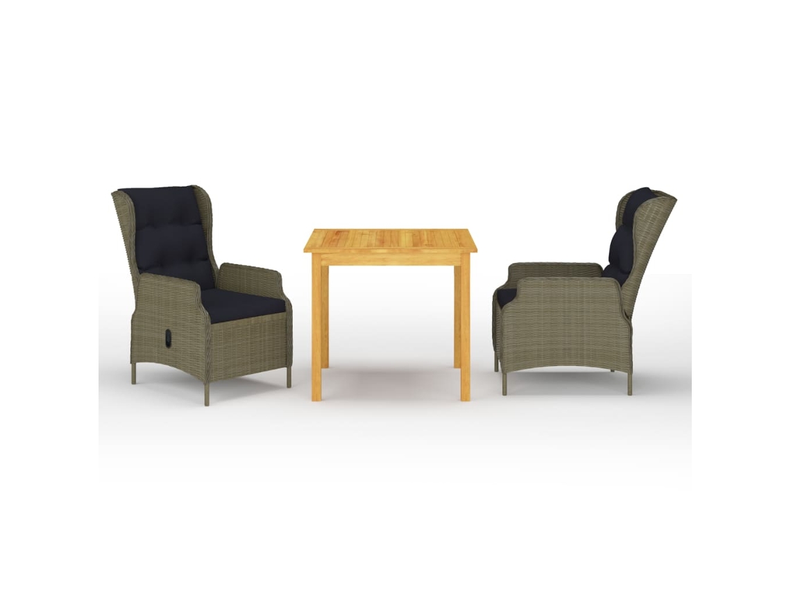 Conjunto de comedor de jardín de 3 piezas DKD Home Decor marrón