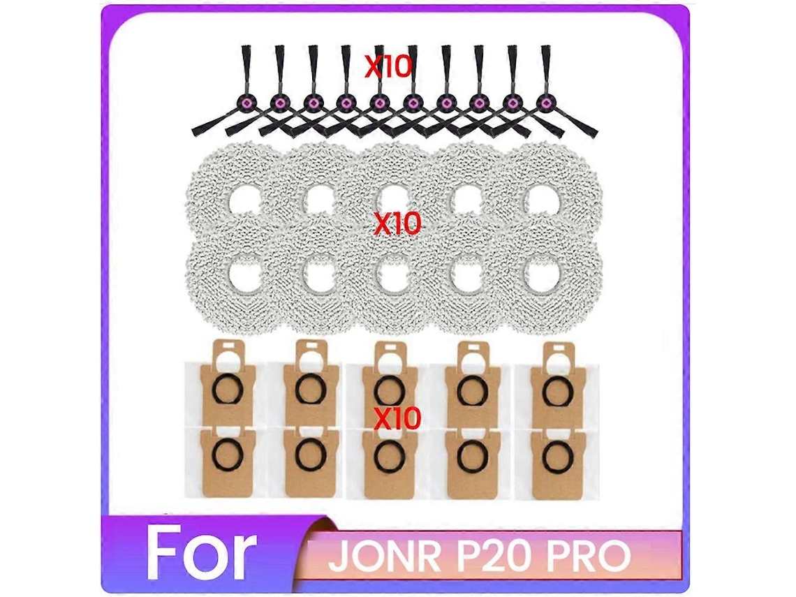 30pcs Replacement Parts Washable Side Brush Mop Cloth Dust Bag For P20 Pro Robot Vacuum Cleaner Acc