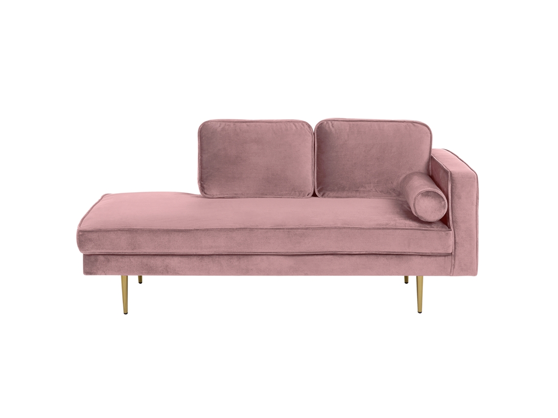 Chaise longue derecho BELIANI Miramas de Terciopelo Rosa 171x79x63