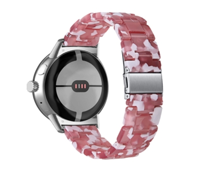 Correa de acero inoxidable luz delgada con hebilla para Google Pixel Watch - mezcla blanca roja