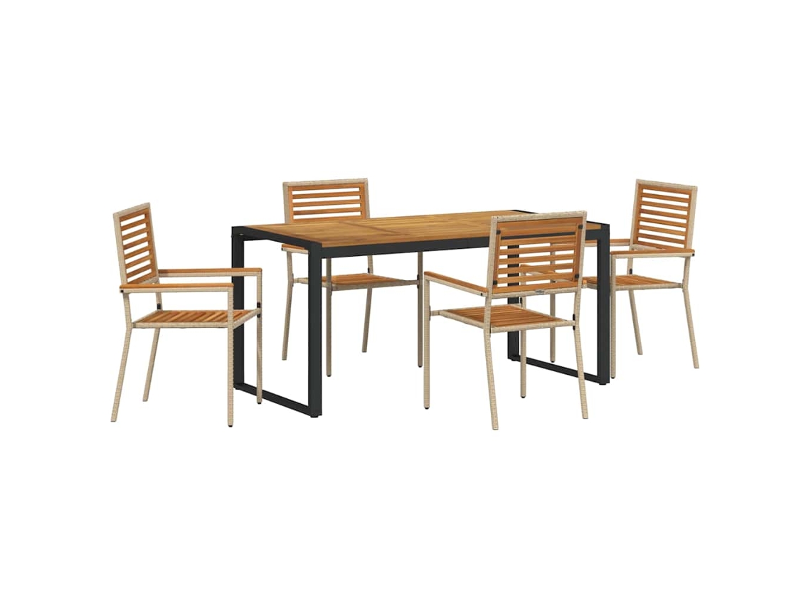 Maison Exclusive - Conjunto De Comedor De Jardín 5 Pcs Beige Y Marrón