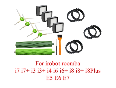 Piezas de repuesto para Irobot Roomba I7 I7 I3 I3 I4 I6 I6 I8 I8/Plus Irobot E5 E6 E7 Irobot rueda neumáticos Cepillo Lateral Hepa