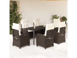 Juego de comedor de jardín de 7 piezas con cojines de mimbre marrón de DKD Home Decor