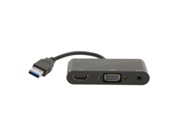 Adaptador Usb 3.0 A Vga Y Hd 2 En 1, Negro, 1080p 60hz 5gbps Para Reuniones Y Entretenimiento.