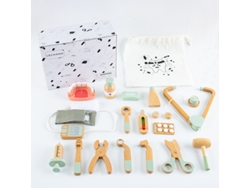Juego de médico de madera para niños con botiquín Mdug (verde)