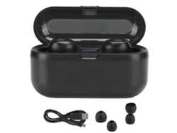 Mali fone de Ouvido Sem Fio Bluetooth 5.1 com Controle Táctil e Display Digital para Escritório Casa F9 Preto Abs