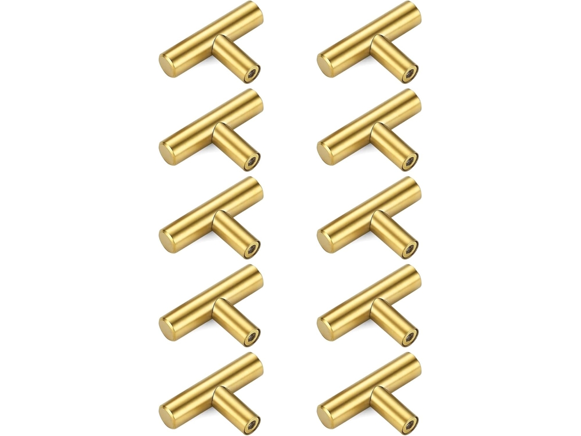 10 Pomos De Cajón En Forma De T Doradoss Con Forma De T, Asas De Aleación De Un Solo Agujero Para Gabinetes Elegantes,