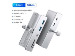 Estación de acoplamiento con concentrador USB 3.2 de 5 Gbps de Yizhood, 5 puertos, transmisión de alta velocidad, tarjeta SD TF, color blanco