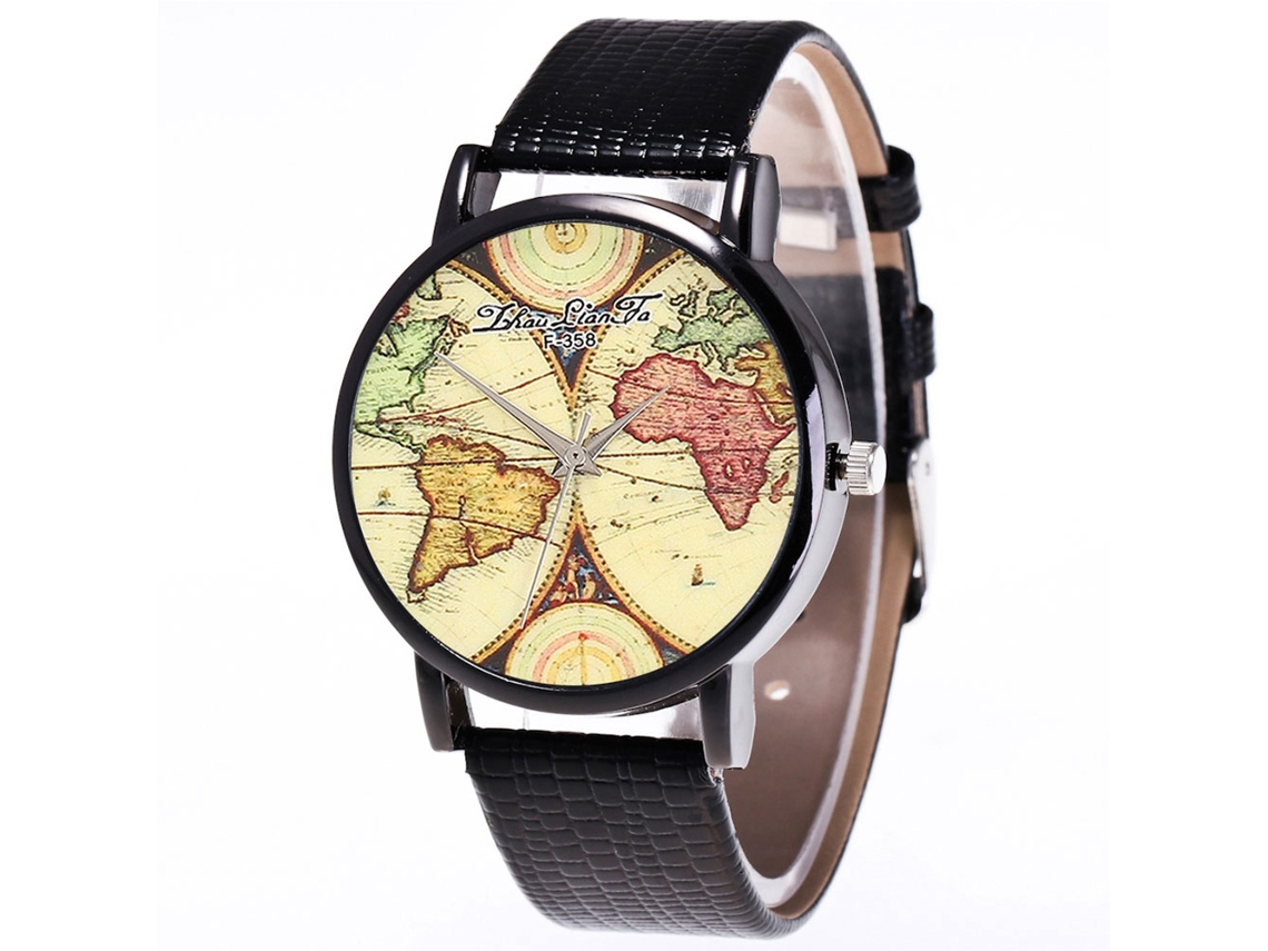 Reloj De Cuarzo De Pareja Con Correa De Cuero Pu Zhoulianfa Dial Redondo Simple Casual Negro