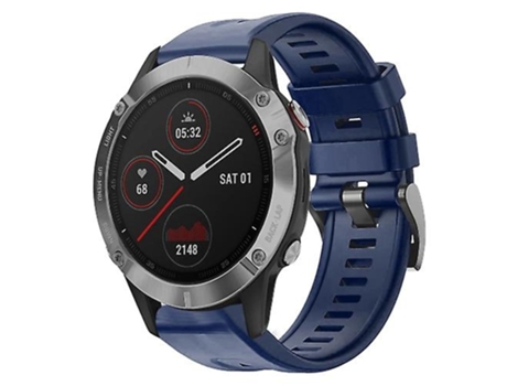 Correa para Garmin Fenix 6 GPS Hebilla de metal Correa de reloj de silicona de color sólido Azul medianoche VENISYMLIS