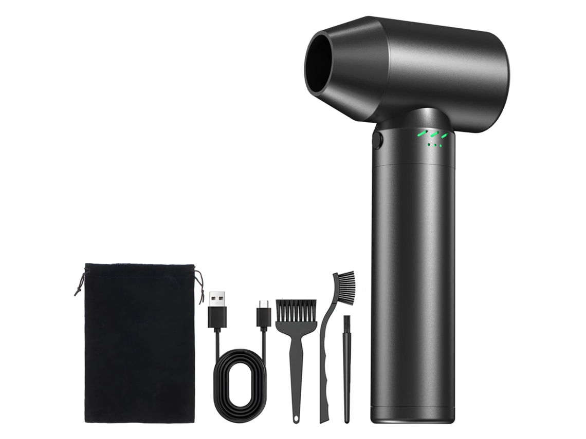 Ventilador Turbo Jet de 500 W, 261 km/h, cuerpo de acero, 80 000 RPM, soplador inalámbrico (negro)
