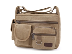 2026-bolsa Messenger De Lona Bandolera Mochila Satchel Para Trabajo Colegio Viaje (caqui)