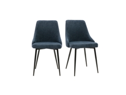 Sillas De Diseño En Tejido Efecto Terciopelo Texturizado Azul Oscuro Y Metal Negro (pack De 2) Cult Miliboo