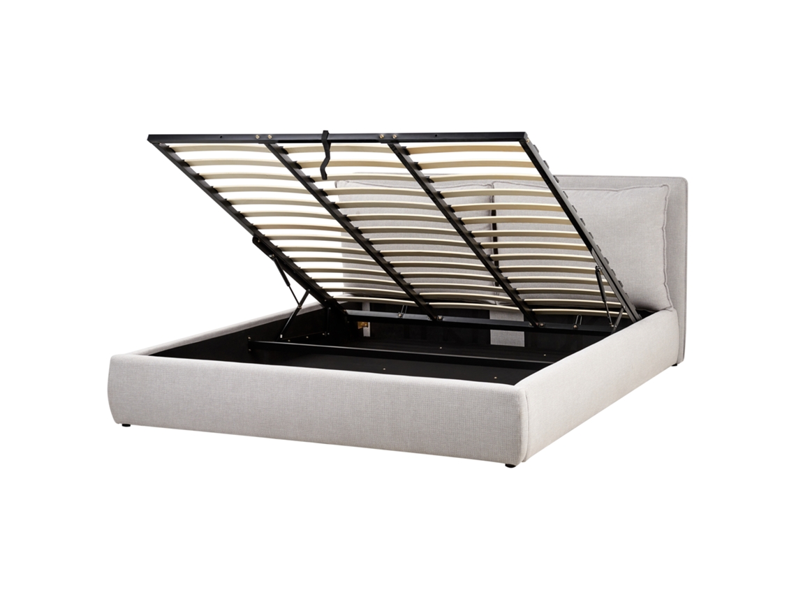 Cama con almacenaje Beliani Bajonna de poliéster gris (204 x 235 x 102 cm)