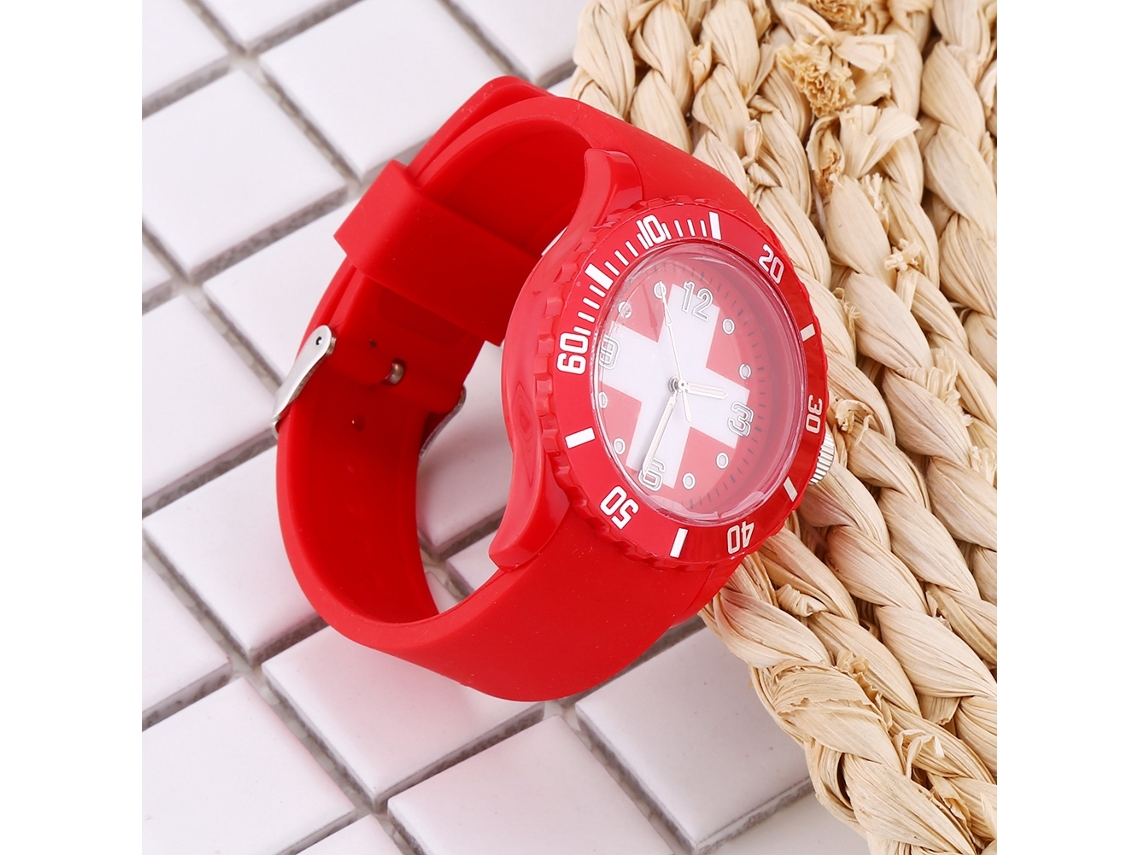 Relógio De Pulso De Quartzo Com Pulseira De Couro Pu Zhoulianfa Com Strass E Mostrador Redondo (vermelho)