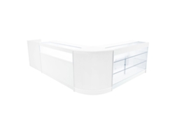 Conjunto de mostrador comercial Polaris | Blanco | CM60 B1500 K1500 TB60 | MDF y vidrio templado | Estantes y Monstershop