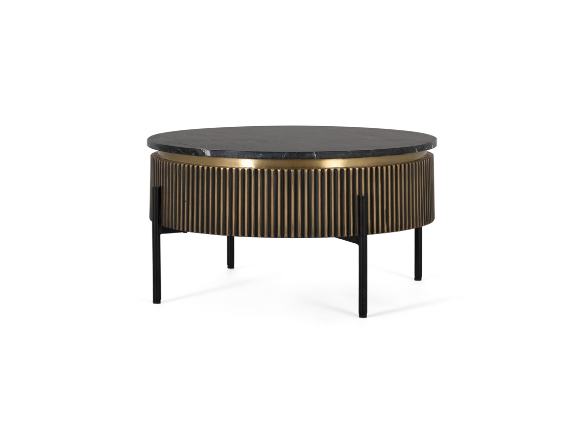 Mesa de Centro de Madera con Tapa en Bronce y Mármol 42X70X70 GINER Y COLOMER