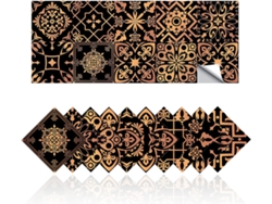 Omni-calcomanías De Azulejos Adhesivos Retro Oro Negro Estilo Marroquí Resistente Al Agua Y Aceite Para Baño Y Cocina 20.15x15cm