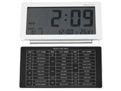 Despertador portátil plegable con temperatura y calendario blanco