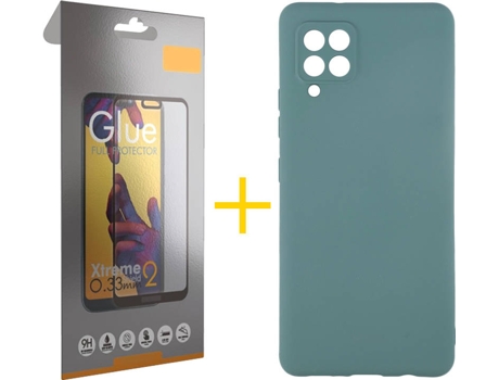 Funda y Protector de Vidrio Full 1x Samsung Galaxy A42 5G SKYHE Silicona Líquida Verde